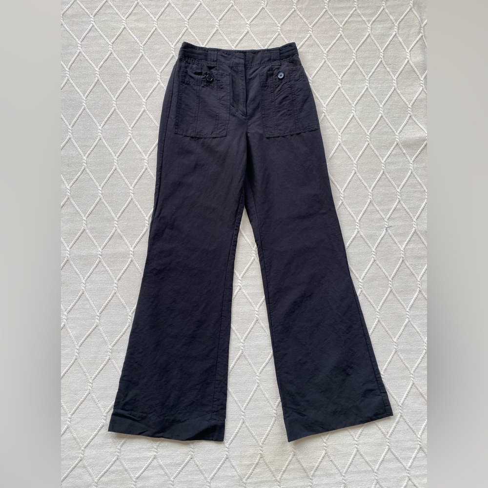 Ulla Johnson Gabriella Cotton Linen Silk Flared Pants Black 2 - Picture 2 of 12